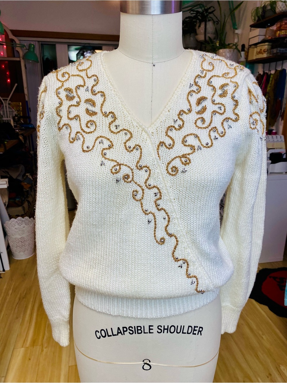 Vintage Jacklyn Smith Beaded Knit Pullover Sweater